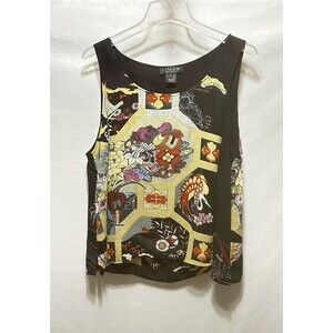 Citron Santa Monica Womens XL Silk Floral Bird Tank Top